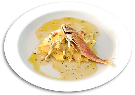 Straccetti pasta with triglia fish